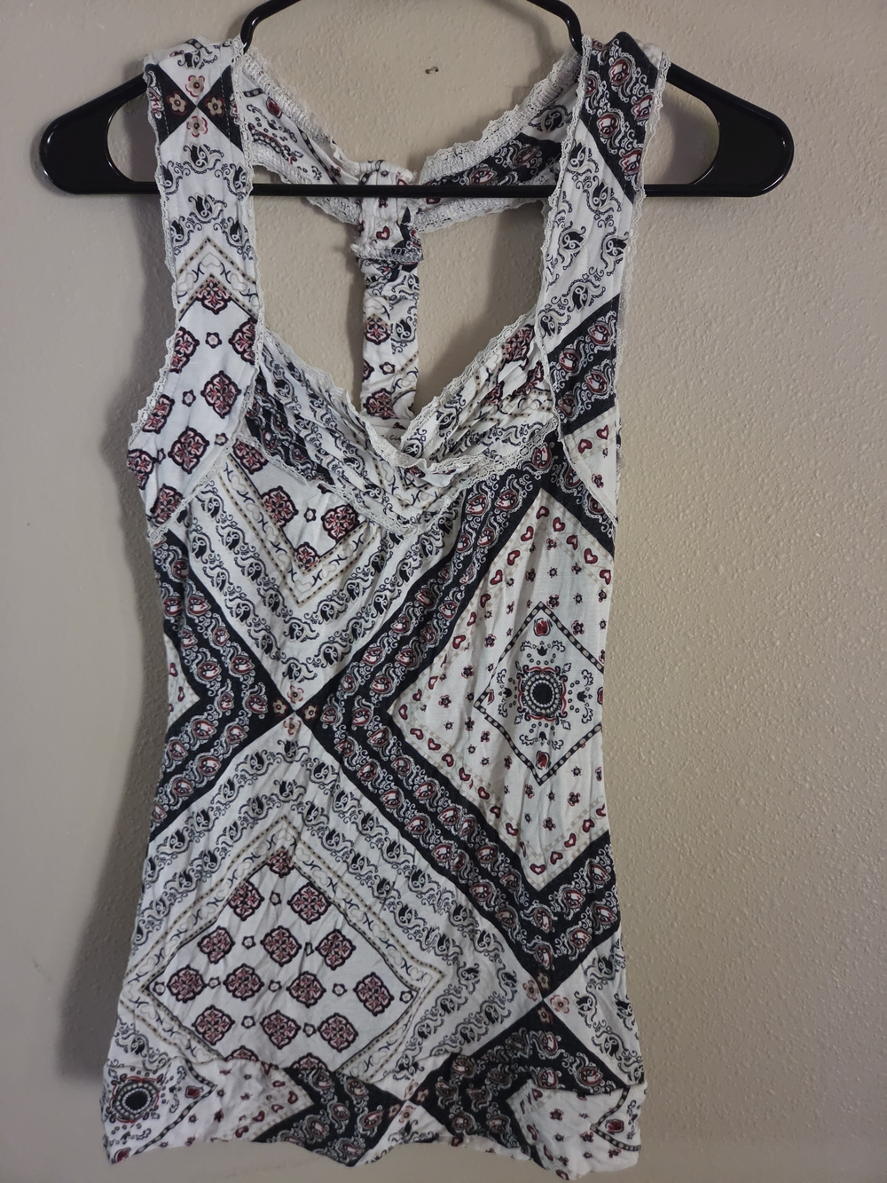American Rag Cie Lace-Trim Tank in Black, White & Red
